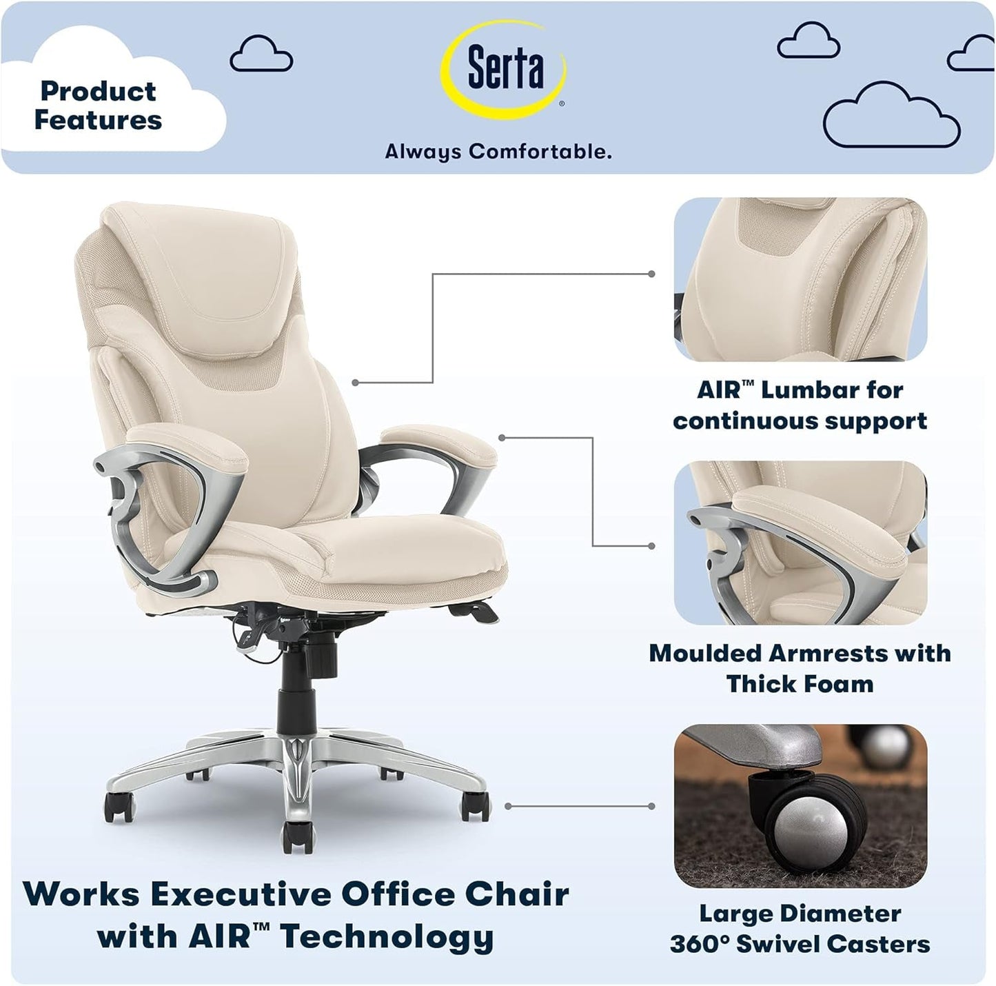Serta Bryce Executive Office Chair, Ergonomic Computer Deskchair with
