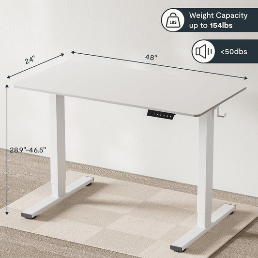 EN1 Whole-Piece White Standing Desk 48 X 24 Inches Desk Board Electric