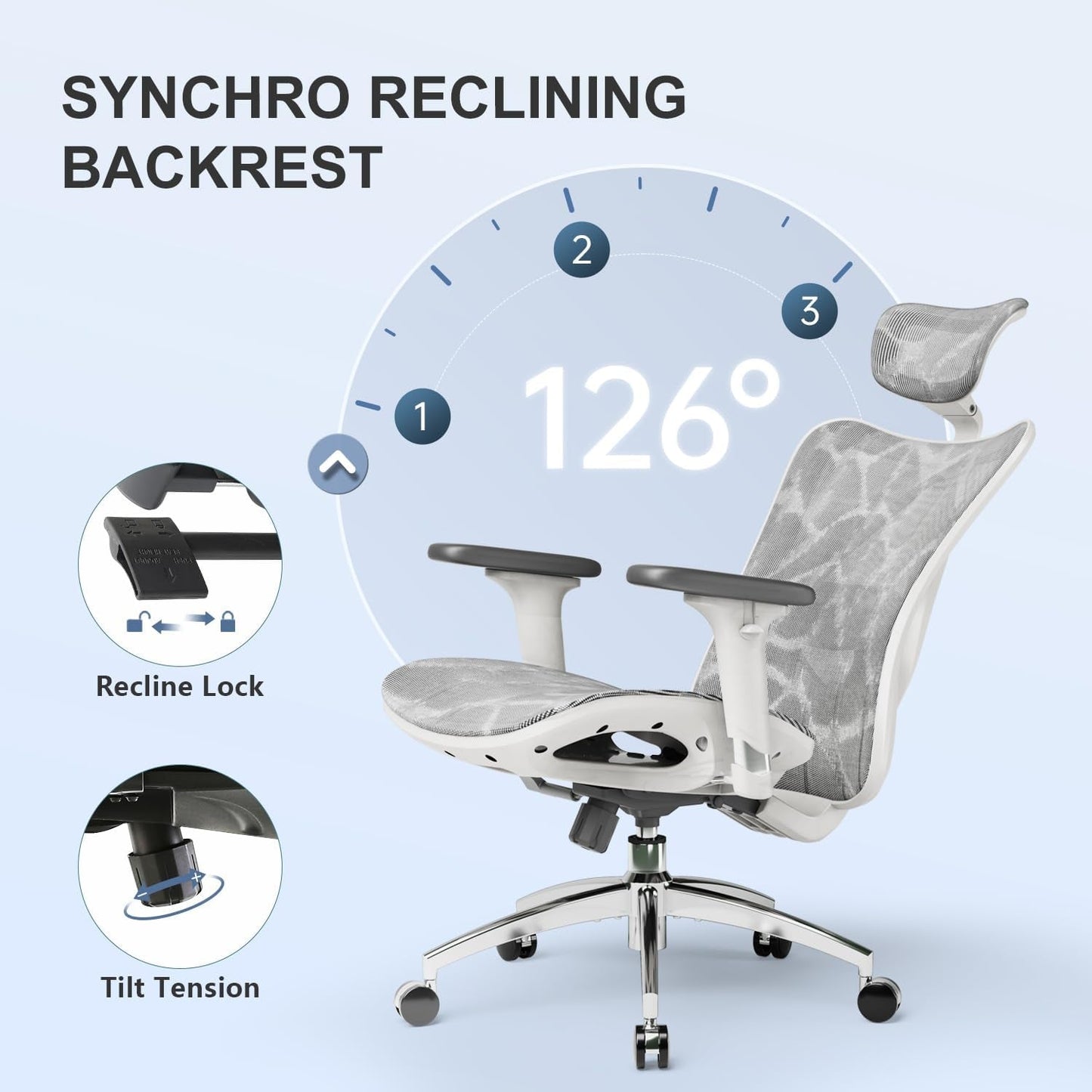 M57 Ergonomic Office Chair with 3 Way Armrests Lumbar Support and