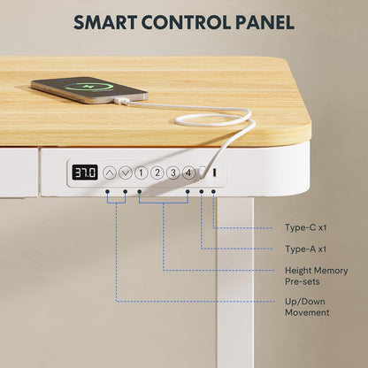 Comhar Electric Standing Desk with Drawers Charging USB Port, Height