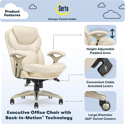 Serta Ergonomic Executive Office Chair Motion Technology Adjustable Mid Back