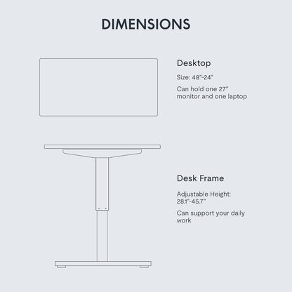 EN1 Whole-Piece Standing Desk 48 X 24 Inches Height Adjustable