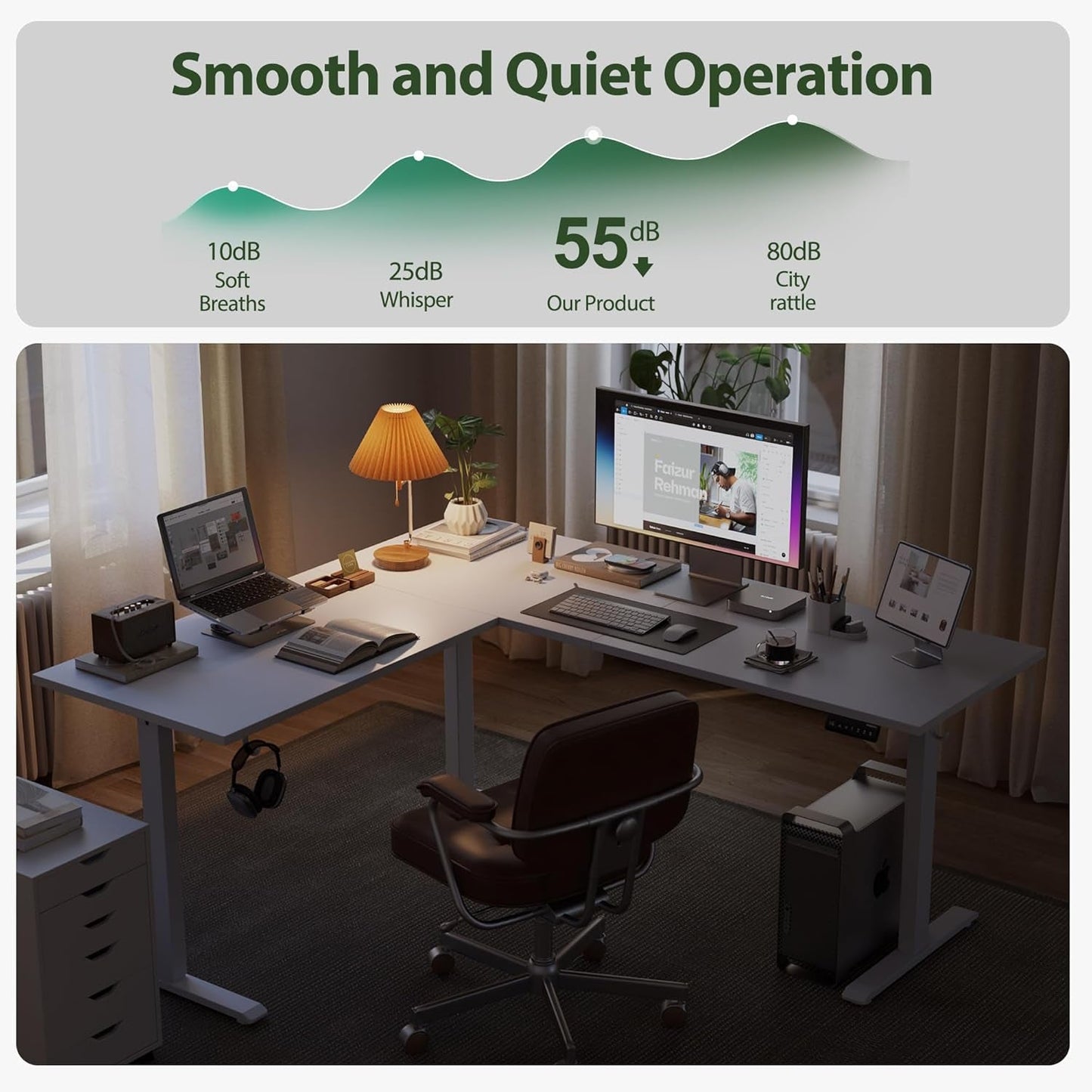 L Shaped Standing Desk Adjustable Height, Electric Corner Standing