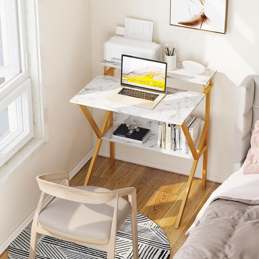 Small Desk, 27.5 Inch Small Computer Desk for Small Spaces, Compact