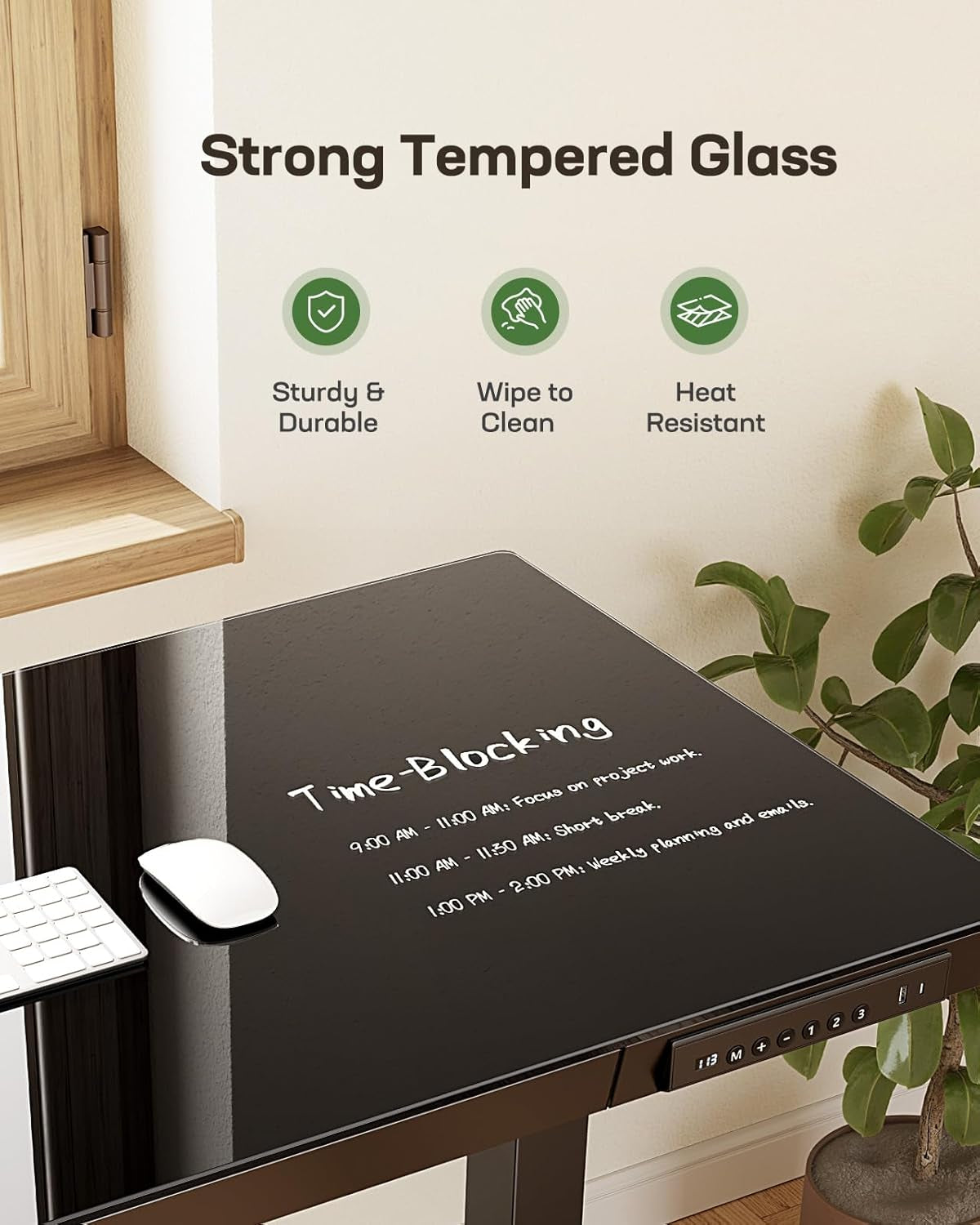 Glass Standing Desk with Drawer, 48 X 24 Inch Electric Standing Desk,