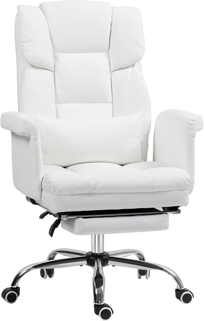 HOMCOM Executive Office Chair with Footrest and Lumbar Support, PU Leather