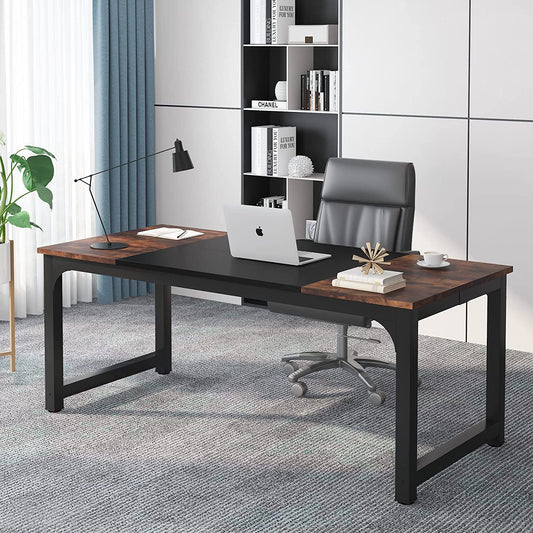 70.8”Executive Desk, Large Office Computer Desk with Thicken Frame,