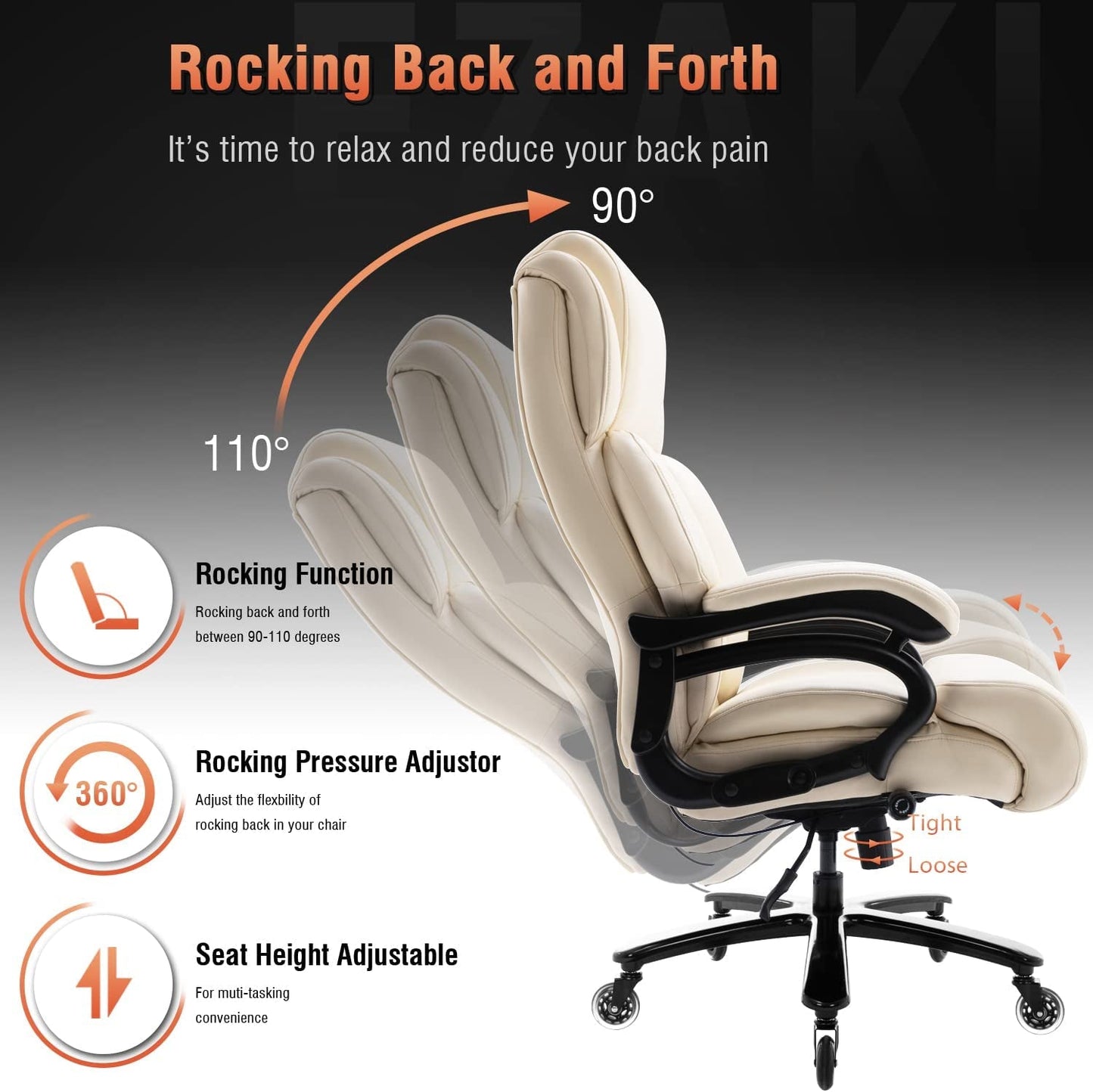 HAMAOKA Ergonomic 400Lbs Office Chair with Adjustable Support