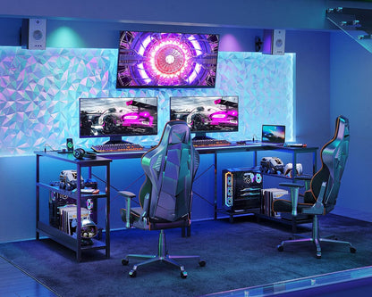 40 Inch Small L Shaped Gaming Computer Desk with Power Outlets, Corner