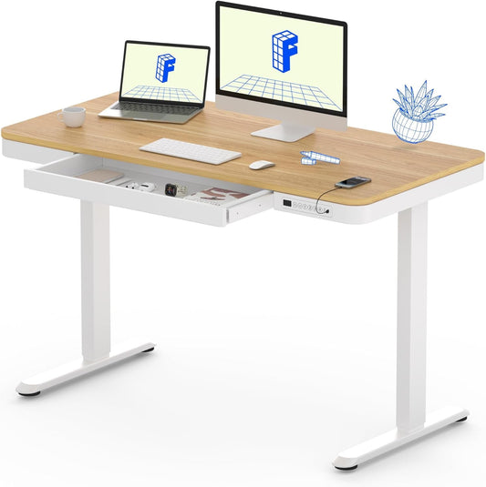 Comhar Electric Standing Desk with Drawers Charging USB Port, Height