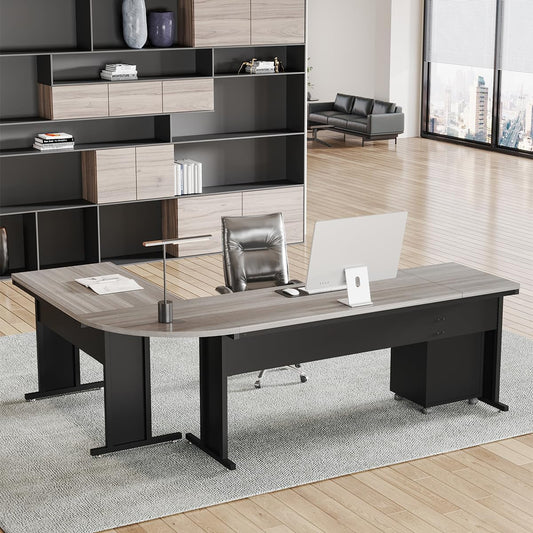 83 Inch L-Shaped Office Desk, Large Executive Computer Desk with