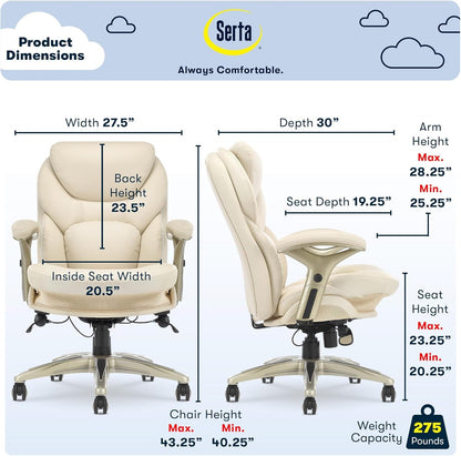 Serta Ergonomic Executive Office Chair Motion Technology Adjustable Mid Back