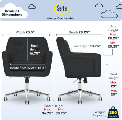 Serta Office Desk Chair with Button Tufted Back, Memory Foam