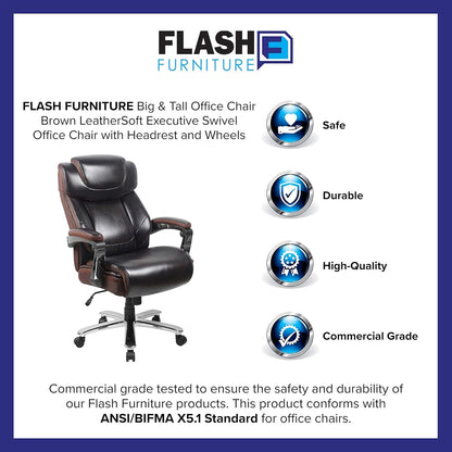 Hercules Series High-Back Swivel Leathersoft Office Chair, Ergonomic