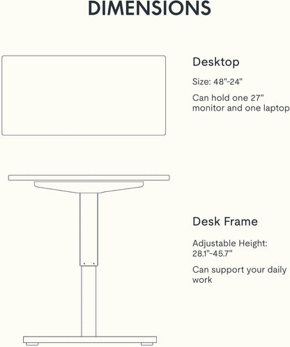 EN1 Whole-Piece Standing Desk 48 X 24 Inches Height Adjustable Desk,