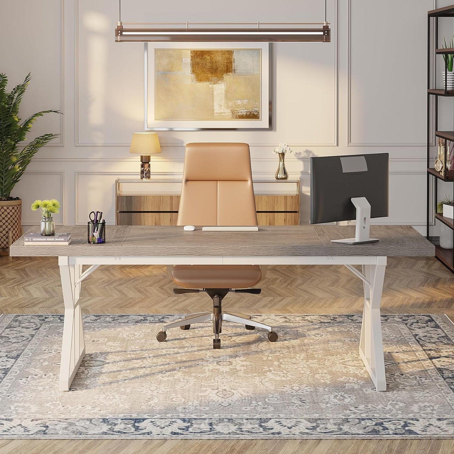 70.8-Inch Executive Desk, Large Computer Office Desk Workstation,