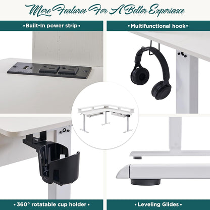 60 Inches L Shaped Electric Standing Desk, Height Adjustable Corner