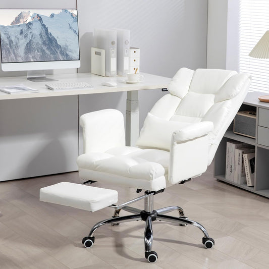 HOMCOM Executive Office Chair with Footrest and Lumbar Support, PU Leather