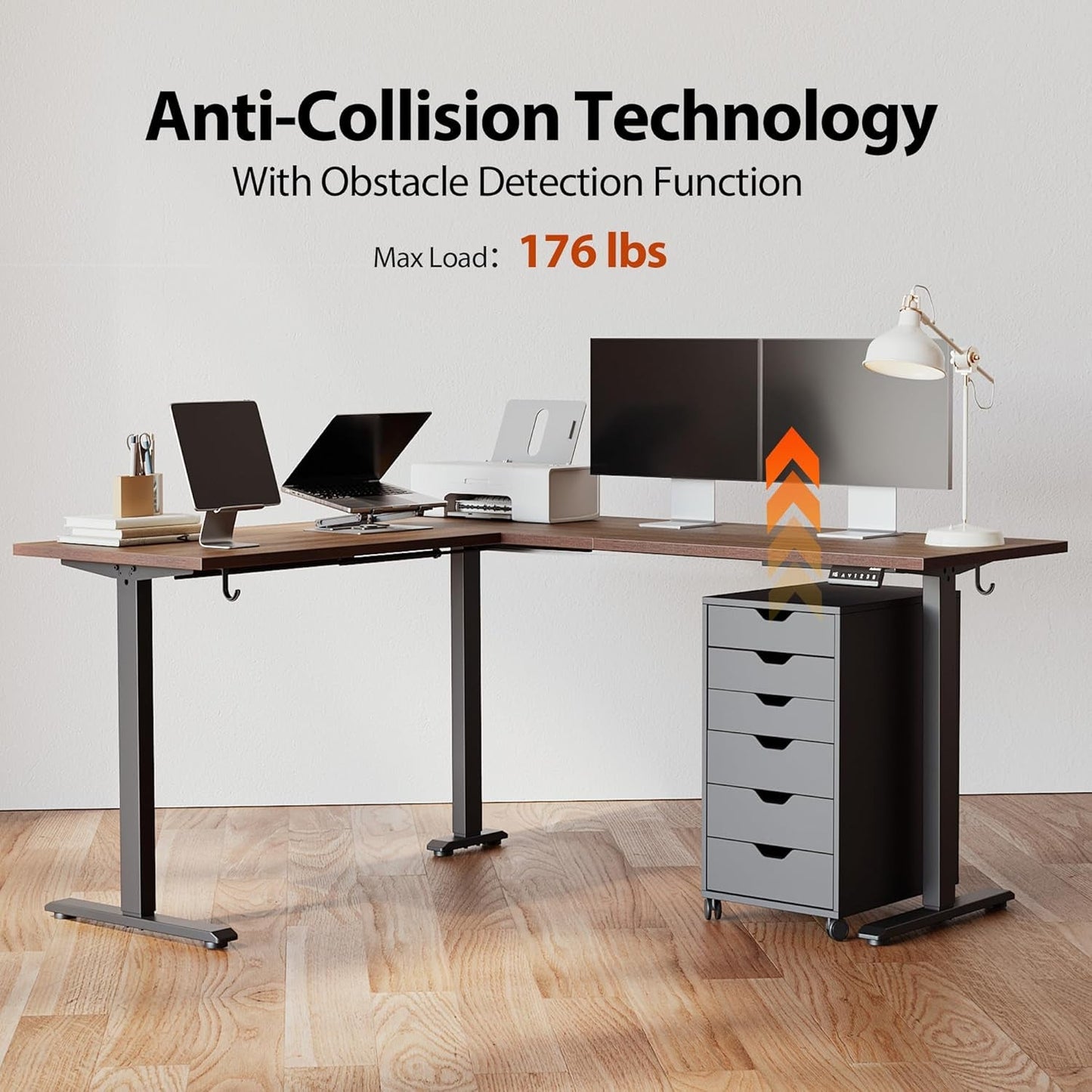 L Shaped Standing Desk Adjustable Height, Electric Corner Standing