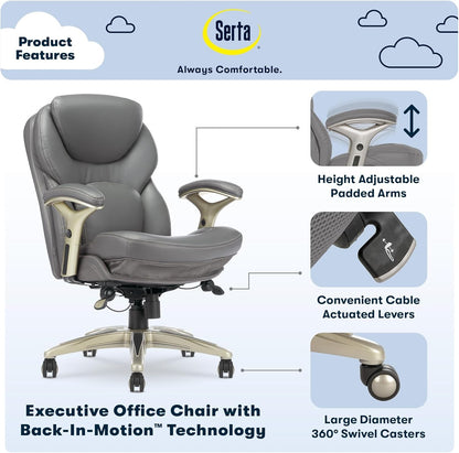 Serta Ergonomic Executive Office Chair Motion Technology Adjustable Mid Back