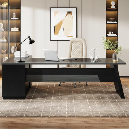 78" L-Shaped Executive Desk, Large Modern Office Desk with Drawers and