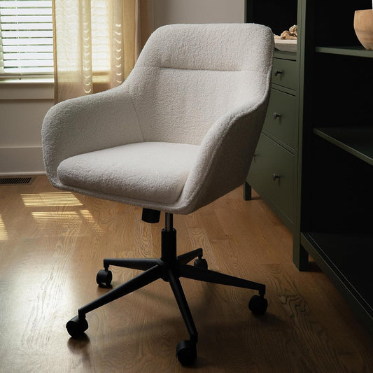 Rayna Swivel Task Chair with Flared Arms for Home Office in White